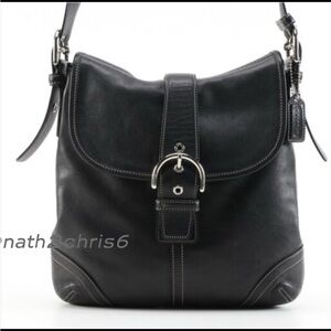 Coach Soho Flap Crossbody Bag Black Leather Convertible Shoulder Hobo #9480 Vtg